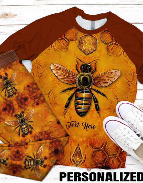 Bee Bee You Personalized Colors Pajama Set |Sleepwear Pjs Sets | Raglan Shirt Pants Set
