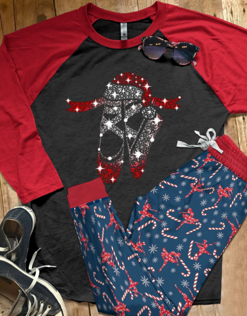 Ballet Christmas Ballet Pajama Set |Sleepwear Pjs Sets | Raglan Shirt Pants Set